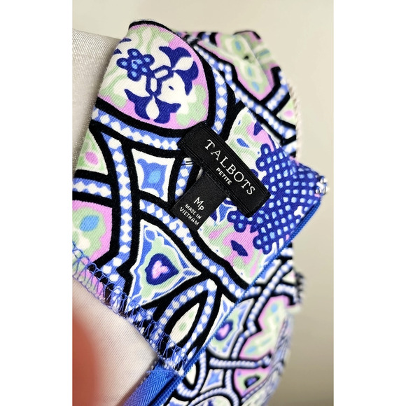 Talbots ~Woman Size M Petite~ Blue Multi Cotton Sleeveless Dress w/Pockets. - Picture 8 of 12